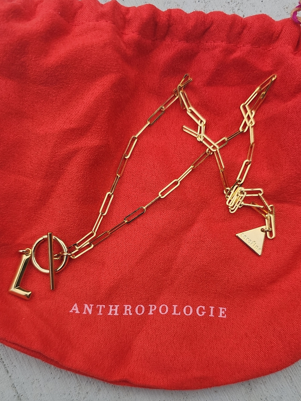 Serefina Gold Paperclip Toggle Necklace With Gold L